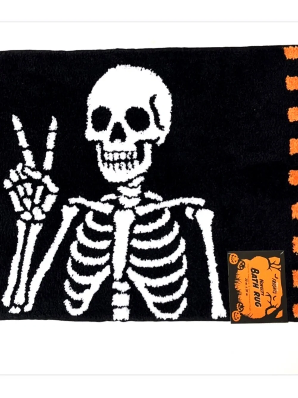 House of Frights Halloween Skeleton Bath Rug Black Orange 20x30 NWT